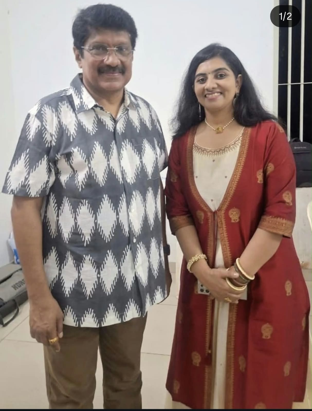 Sarvasri Sukesh with a veteran music composer after a programme
