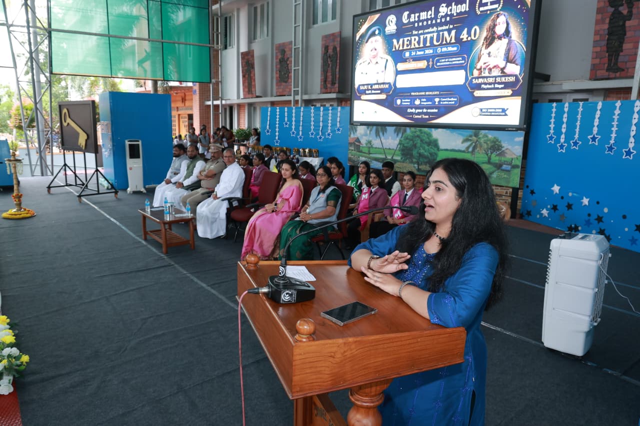 Sarvasri Sukesh speaking at Meritum 4.0, Carmel School Shoranur